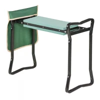 Outsunny Foldable Steel Frame Garden Kneeler Seat w/ Foam Bag Tool Bag Pouch Outdoor Garden Stable Sturdy Assistance Versatile Use(m-10)
