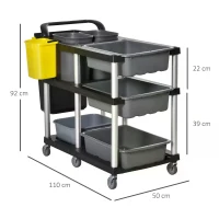 HOMCOM cleaning trolley with 3 levels 110 cm x 50 cm x 92 cm(m-3)