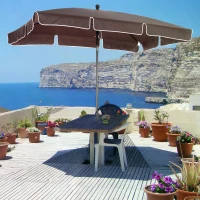 Outsunny Aluminium Sun Umbrella Parasol Patio Garden Rectangular Tilt 2M x 1.25M Brown(m-9)