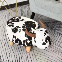 HOMCOM Animal Footrest Kids Storage Ottoman Footstool Shoe Change Stool for Living Room, Cow(m-2)