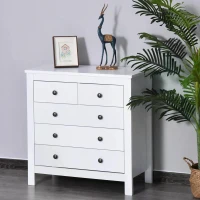HOMCOM Chest Of Drawers, 5 Drawers, White Storage Cabinet Unit, Furniture for Bedroom, 79x40x80cm(m-10)