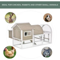 PawHut Wooden Chicken Coop Outdoor Hen House Poultry Cage with Removable Tray Nesting Box Backyard, 167.5 x 109 x 100cm, Grey(m-7)