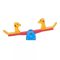 HOMCOM Kids Seesaw Safe Teeter Totter 2 Seats with Easy-Grip Handles, Safe, Indoor Outdoor Living Room Playroom Backyard Equipment, for 1-4 years old Multicolor(m-11)