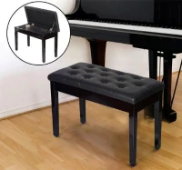 HOMCOM Faux Leather Piano Stool Makeup Dressing Stool Bench Dressing Table Seat with Storage 76x36x50cm,Black(m-2)