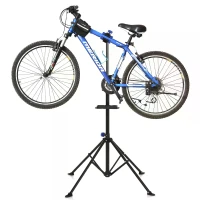 HOMCOM 360° Rotating Clamp Repair Bike Stand Foldable Adjustable Height 4 Support Feet Maintenance Rack w/ Tool Tray, Hold Up to 35kg(m-2)
