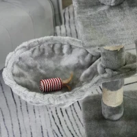 PawHut 125cm Plush Cat Tree Activity Center Sisal Rope Scratching Posts Hanging Ball Basket Perch Condo Grey(m-9)