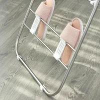 HOMCOM Clothes Rail Drying Rack Adjustable Stainless Steel, Folding, Lightweight, Indoor and Outdoor, Silver White(m-6)