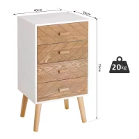 HOMCOM 4 Drawers Bedside Cabinet Wooden Table Storage Chest Organiser Night Stand Scandinavian Nordic Style Home Furniture(m-3)