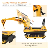 HOMCOM Ride On Excavator Toy Tractors Digger Movable Walker Construction Truck 3 Years(m-7)
