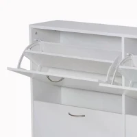 HOMCOM Wooden Modern Design 4 Drawer Shoes Cabinet Pull Down Shelf Storage Organiser - White(m-9)