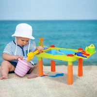 HOMCOM children's sand toys, sandpit table with 16 pcs. Accessories, game table, beach toys, from 3 years, PP, 99.5 x 49 x 48 cm(m-2)