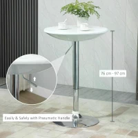 HOMCOM Modern Round Bar Table Adjustable Height Home Pub Bistro Desk Swivel Painted Top with Silver Steel Leg and Base, White(m-6)