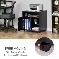 HOMCOM Multi-Storage Printer Stand Unit Office Desk Side Mobile Storage w/ Wheels Modern Style 60L x 50W x 65.5H cm - Black(m-6)