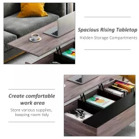 HOMCOM Lift-Top Coffee Table with storage  100x 65 x 39cm Grey(m-5)