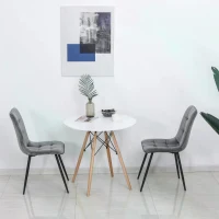 HOMCOM Set Of 2 Armless Flannelette Dining Chairs Home Seat w/ Metal Frame Padding Foot Pads Comfort Support Stylish Office Grey(m-9)