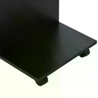 HOMCOM C-Shape End Table Unique Storage Unit w/ 2 Shelves 4 Wheels Freestanding Home Furniture Cabinet Square Black(m-9)