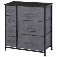 HOMCOM 7-Drawer Storage Cabinet Organiser Unit Fabric Bins Bedroom Dresser Closets Steel Frame MDF Top Tower Cube Chest