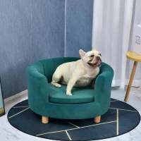 PawHut Modern Nest Shape Pet Sofa for Cat or Small-sized Dog with Loop Wrapped Backrest and Soft Cushion, Green(m-2)