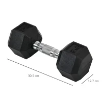 HOMCOM Rubber Dumbbell Sports Hex Weights Sets Home Gym Fitness Hexagonal Dumbbells Kit Weight Lifting Exercise (2 x 8kg)(m-3)