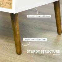 HOMCOM Coffee Table for Living Room, Office, Study Room, Reception Room, w/ 4 Storage Drawers, Sofa Table, Graceful Functional Table, Natural Wood(m-6)