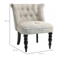 HOMCOM Vintage Leisure Accent Chair with Button Tufted Straight Back, Turned Legs, Thick Sponge Padding for Living Room, Dining Room, Study, Beige(m-3)