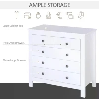 HOMCOM Chest Of Drawers, 5 Drawers, White Storage Cabinet Unit, Furniture for Bedroom, 79x40x80cm(m-5)