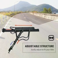 HOMCOM Aluminum Rear Bike Pannier Rack Carrier Max 25kg Load, Adjustable Bicycle Back Seat Rack Holder w/ Red Reflector For Cycling Camping Touring Sport(m-4)