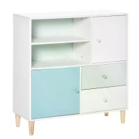 HOMCOM Kids Bookcase Multi-Shelf Modern Freestanding Cabinet of Drawer Book Magazine Organizer Study Bedroom 80 x 30 x 85cm Blue(m-10)