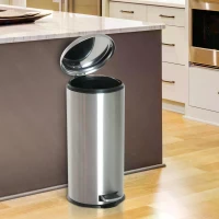 HOMCOM Foot Pedal Bin Stainless Steel Metal Waste Rubbish Lid Kitchen Garbage 30L Silver(m-2)
