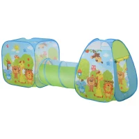 HOMCOM 3 in 1 Pop Up Tent Kids Playhouse Toddlers Crawl Tunnel Cute Drawing On Surfuce Indoor Outdoor Garden Use 230 x 74 x 93 cm(m-11)