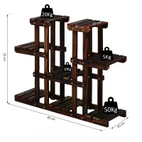 Outsunny Wooden 4-Tier Plant Stand Vertical Carbonized Flower Rack Outdoor Garden Shelf(m-3)