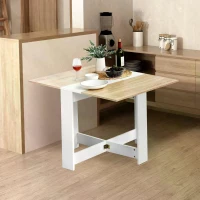 HOMCOM Particle Board Wooden Folding Dining Table Writing Computer Desk PC Workstation Space Saving Home Office Oak & White(m-10)
