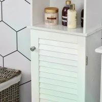 HOMCOM Tall Bathroom Cabinet Storage Cupboard Floor Standing Home Bathroom Furniture w/ 6 Shelves 165H x 34W x 20D cm White(m-7)