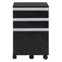 HOMCOM 3-Drawer Mobile File Cabinet Office Filing Cabinet Rolling End Organizer Dark Wood Grain(m-8)