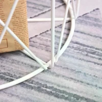 HOMCOM Set of 2 Metal Wire Side Coffee Table Sofa End Round Lift Top Storage Basket(m-5)