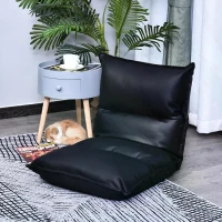 HOMCOM Foldable Padded Sofa with Adjustable Backrest Thick Seat Cushion Lazy Lounge Cream Black(m-7)