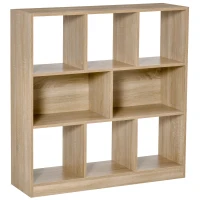 HOMCOM Storage Shelf 3-Tier Bookcase Display Rack Home Organizer for Home Office, Living Room, Playroom, Oak(m-1)