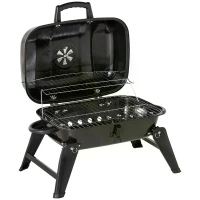Outsunny  Portable Charcoal  Barbecue BBQ Grill Compact Fodling Camping Picnic Garden Party Festival Cooker Table Top with Chrome Grid(m-11)