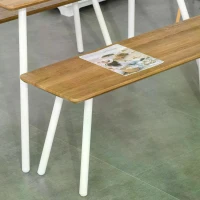 HOMCOM Rustic Cottage Style 3-Piece Dining Table Set with 2 Benches for Kitchen, Dining Room(m-5)