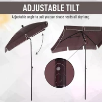 Outsunny Aluminium Sun Umbrella Parasol Patio Garden Rectangular Tilt 2M x 1.25M Brown(m-7)