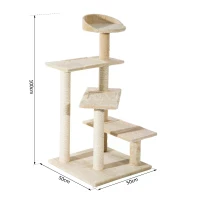 PawHut Cat Tree Kitten Scratch Scratching Scratcher Sisal Post Climbing Tower Activity Centre Beige(m-3)