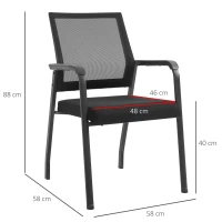 Vinsetto Set of 2 Stackable Meeting Chair Curved Mesh Black(m-3)