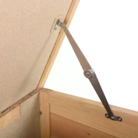 PawHut Wooden Outdoor Indoor Bunny Rabbit Hutch Bunny Cage with Feeding Trough(m-6)