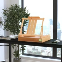 HOMCOM Foldable Studio Easel Angle & Height Adjustable Beechwood Painting and Display Easel, Portable Sturdy Table Desktop Holder Stand with Drawer(m-10)