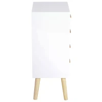 HOMCOM 4 Drawers Bedside Cabinet Wooden Table Storage Chest Organiser Night Stand Scandinavian Nordic Style Home Furniture(m-11)