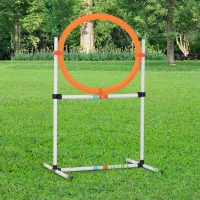 PawHut Portable Dog Obstacle Exercise Pet Tire Jump Pet Agility Training Set w/ Carry Bag(m-2)