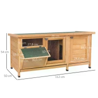 PawHut Wooden Outdoor Indoor Bunny Rabbit Hutch Bunny Cage with Feeding Trough(m-3)
