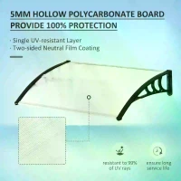 Outsunny Curved Window Door Canopy Aluminium Rigid Plastic Polycarbonate Fixed Outdoor Awning Modern Design UV Water Rain Resist(m-4)