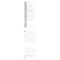 HOMCOM Tall Bathroom Cabinet Storage Cupboard Floor Standing Home Bathroom Furniture w/ 6 Shelves 165H x 34W x 20D cm White(m-9)