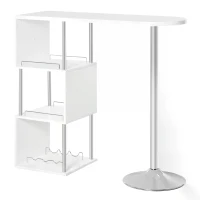 HOMCOM Modern Bar Table Accent Console Serving Buffet with 3-bottle Wine Rack & Side Storage Shelf(m-4)